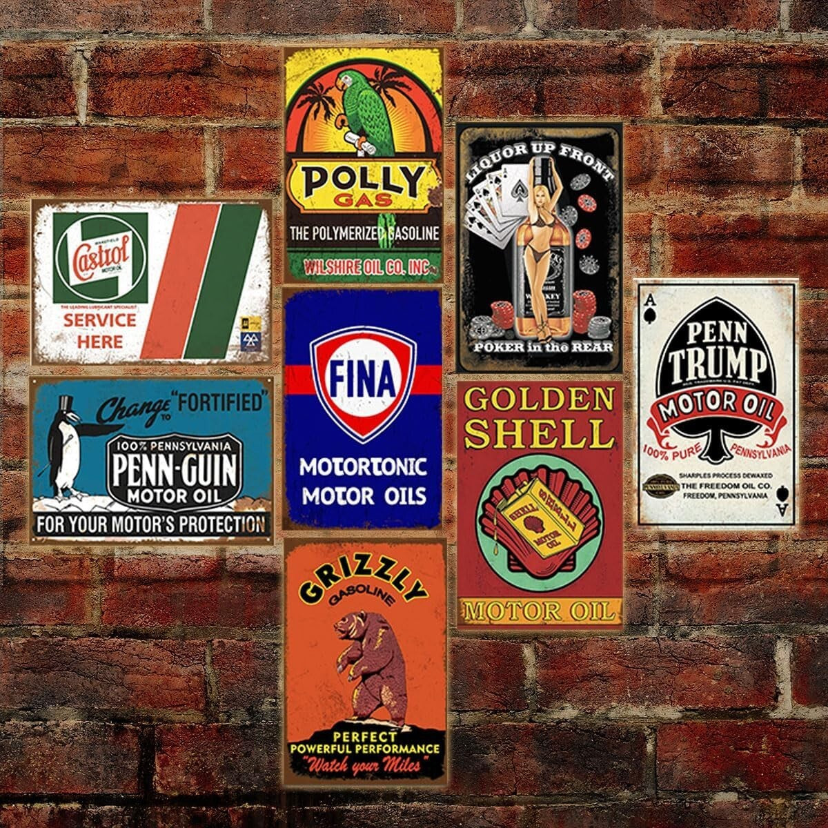 Nostalgic 35-Piece Metal Sign Collection for Kitchen, Bar, and Garage