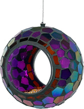 Load image into Gallery viewer, Outdoor Hanging Bird Feeder with Iridescent Purple Mosaic Design - Easy Fill