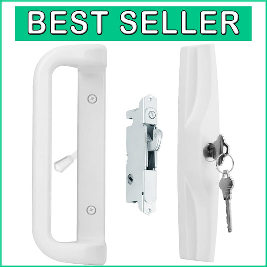 Elegant White Patio Door Handle Set with Cylinder Lock for Stylish Homes