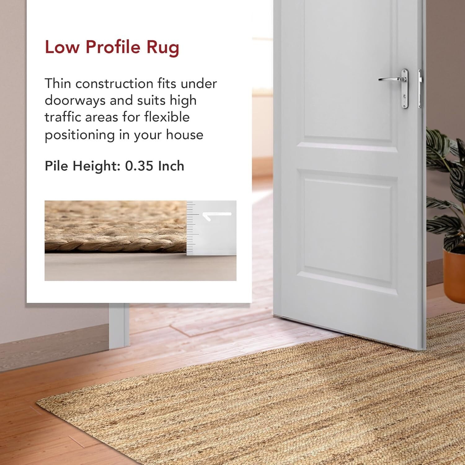 Durable 2x6 Natural Fiber Jute Runner Rug - Ideal for High Traffic Areas
