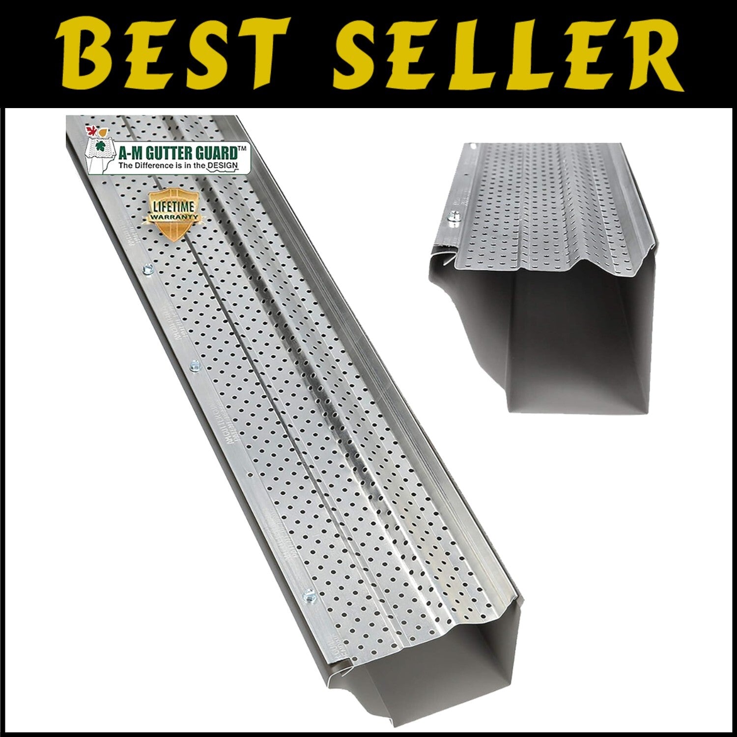 Premium Aluminum Gutter Guard - 6 Inch, Rust Proof, 13 Piece Set Made in USA