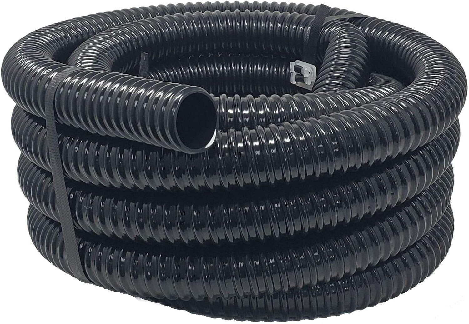 Durable 20FT Black Corrugated PVC Tubing - 1.5-Inch Diameter for Aquaculture