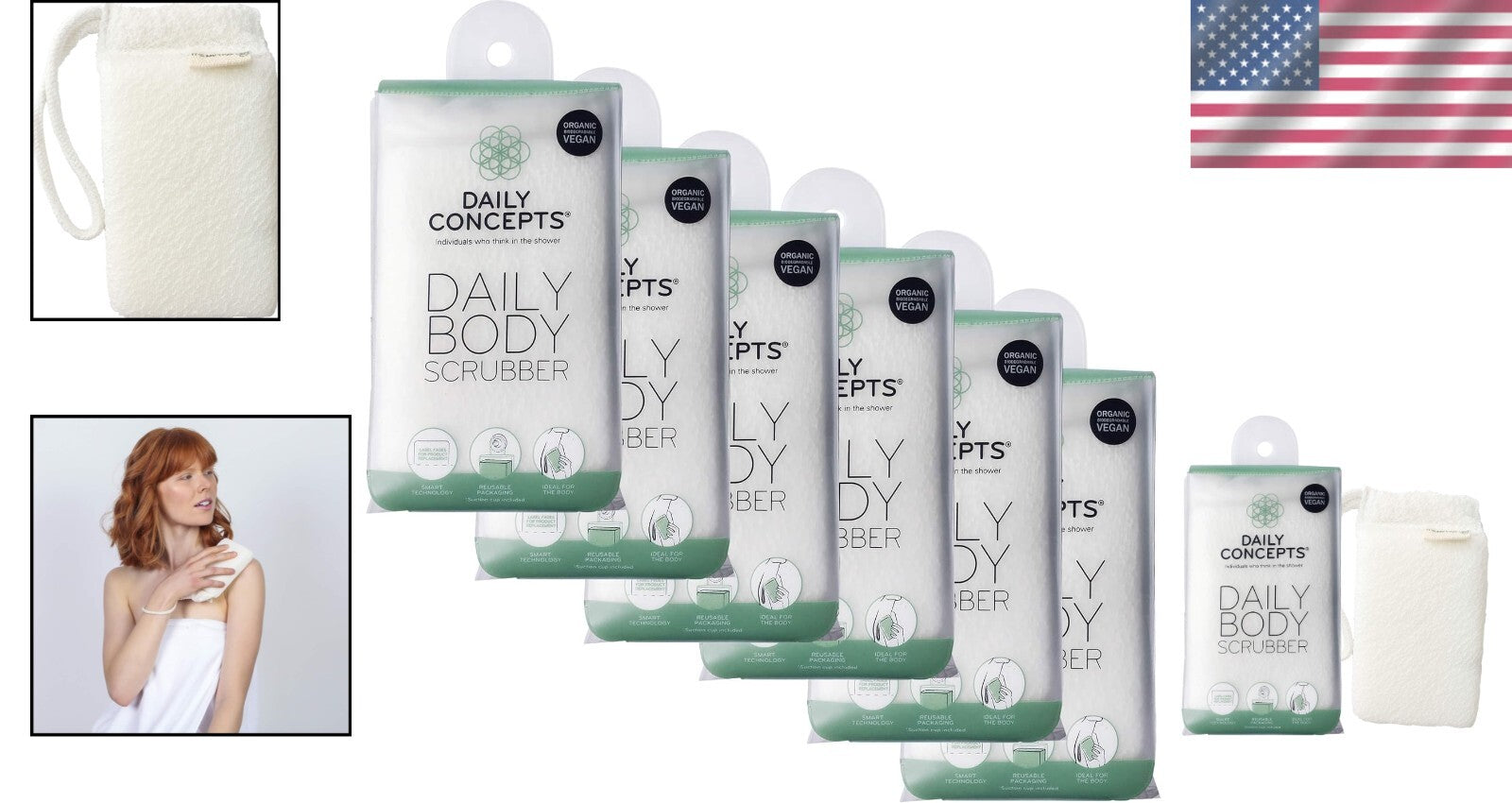 Daily Body Scrubber - Deep Cleansing & Exfoliating Organic Cotton Glove (6x)