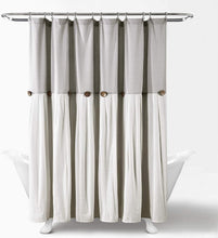 Load image into Gallery viewer, Charming Gray &amp; White Linen-Like Shower Curtain 72"W x 78"L for Farmhouse Style