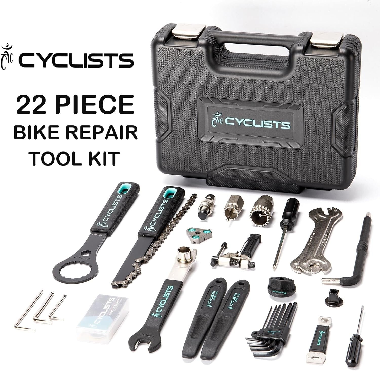 Durable Bike Tool Set with Storage Case - 22 Carbon Steel Tools Included