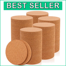 Load image into Gallery viewer, Set of 200 Round Cork Coasters - 4" Heat Resistant &amp; Absorbent for Home Use