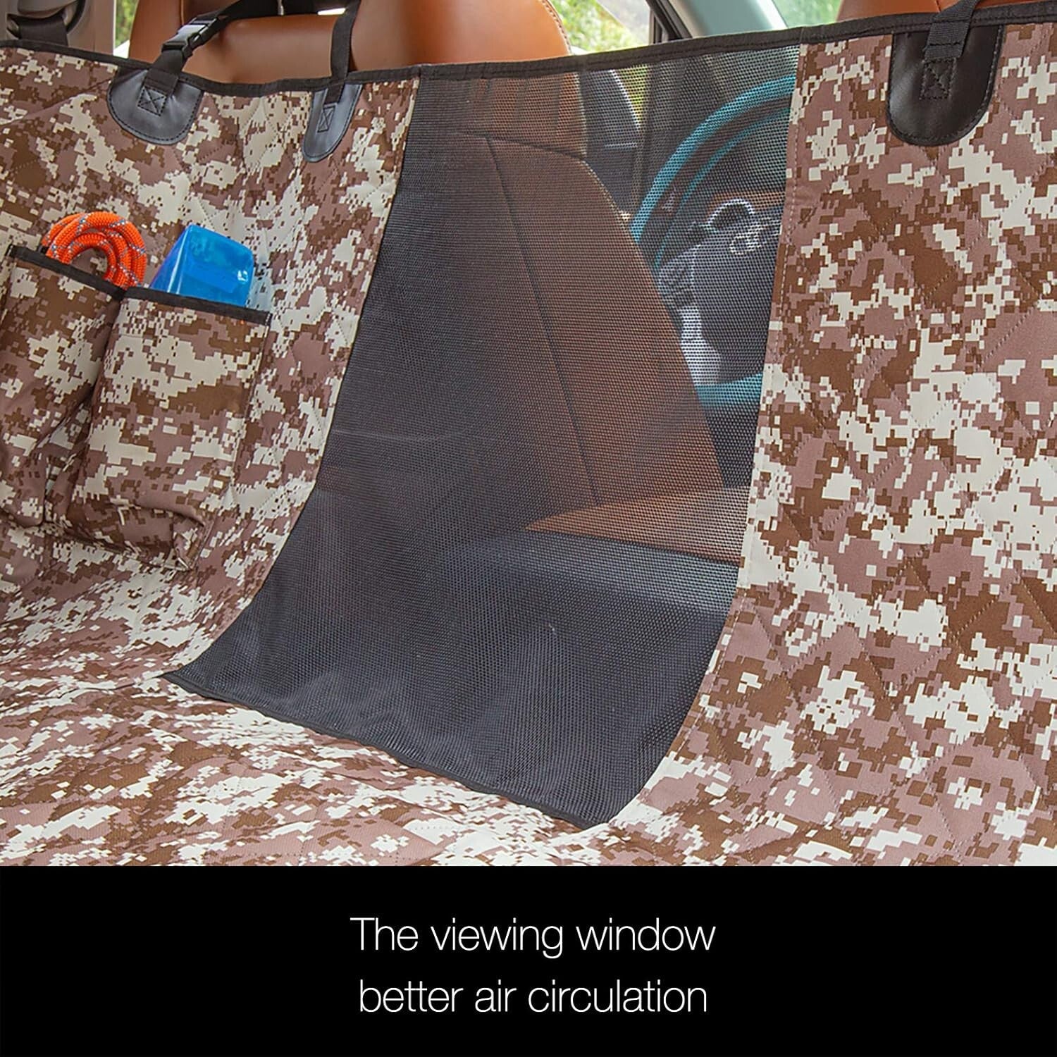 Camouflage Waterproof Dog Seat Cover for Trucks & SUVs with Mesh Therapy Window