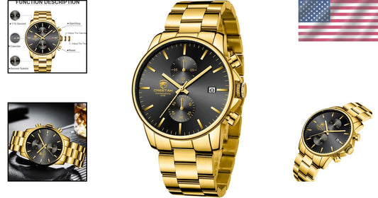 Elegant Men's Stainless Steel Chronograph Watch - 30m Waterproof for Daily Wear