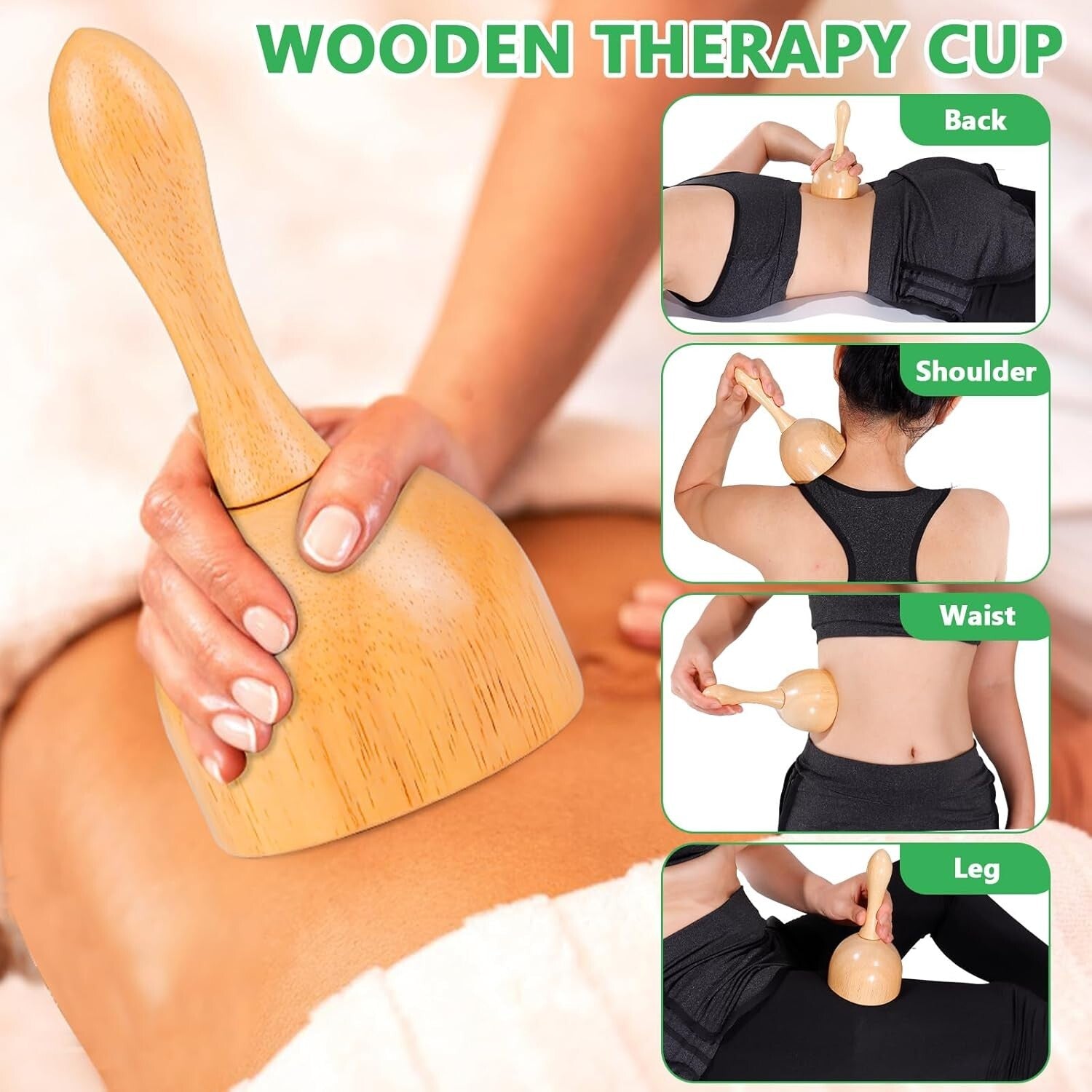 6-in-1 Wooden Massager Kit for Body Sculpting and Lymphatic Drainage Therapy