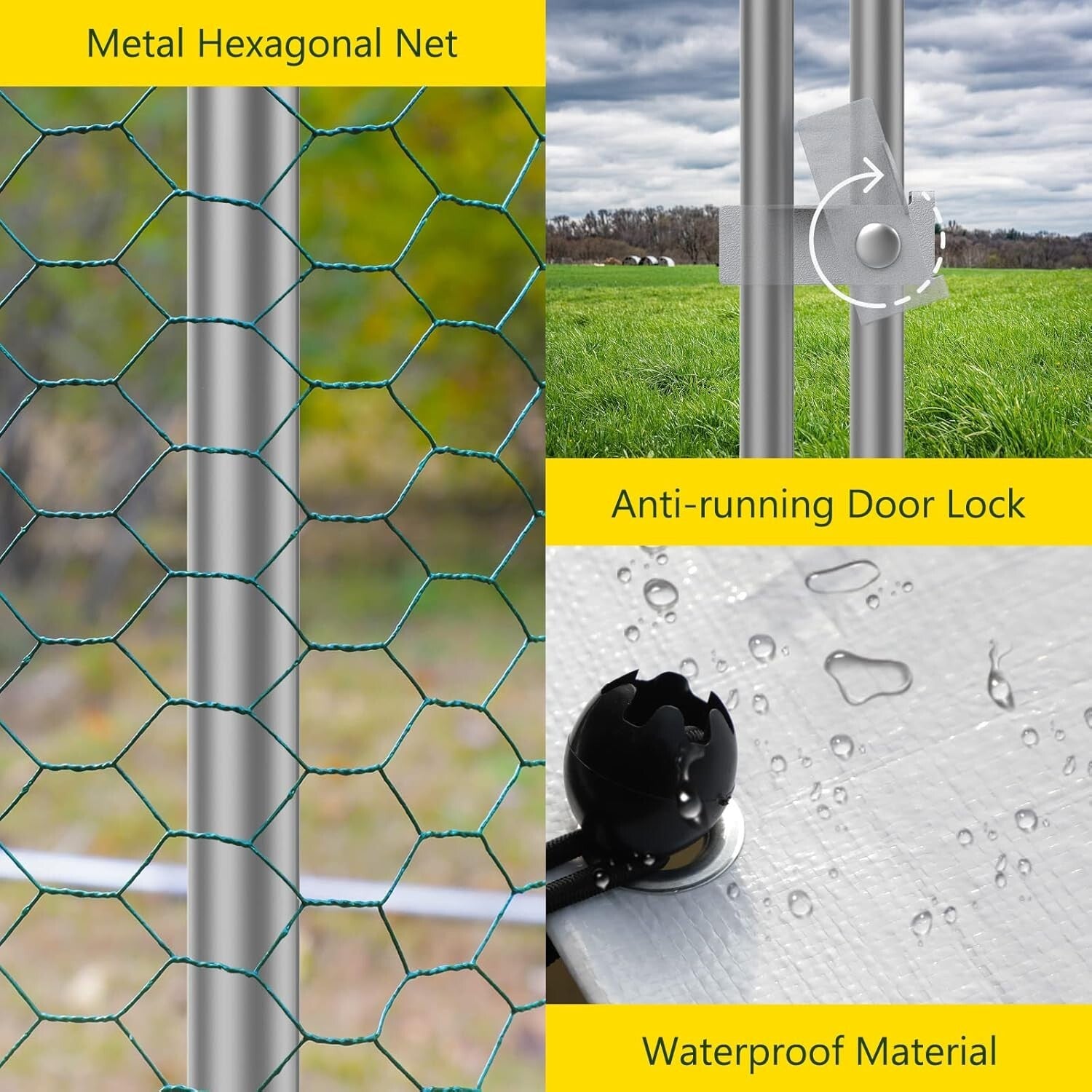 Versatile 10x13 FT Chicken & Rabbit Run with Galvanized Structure for Outdoors