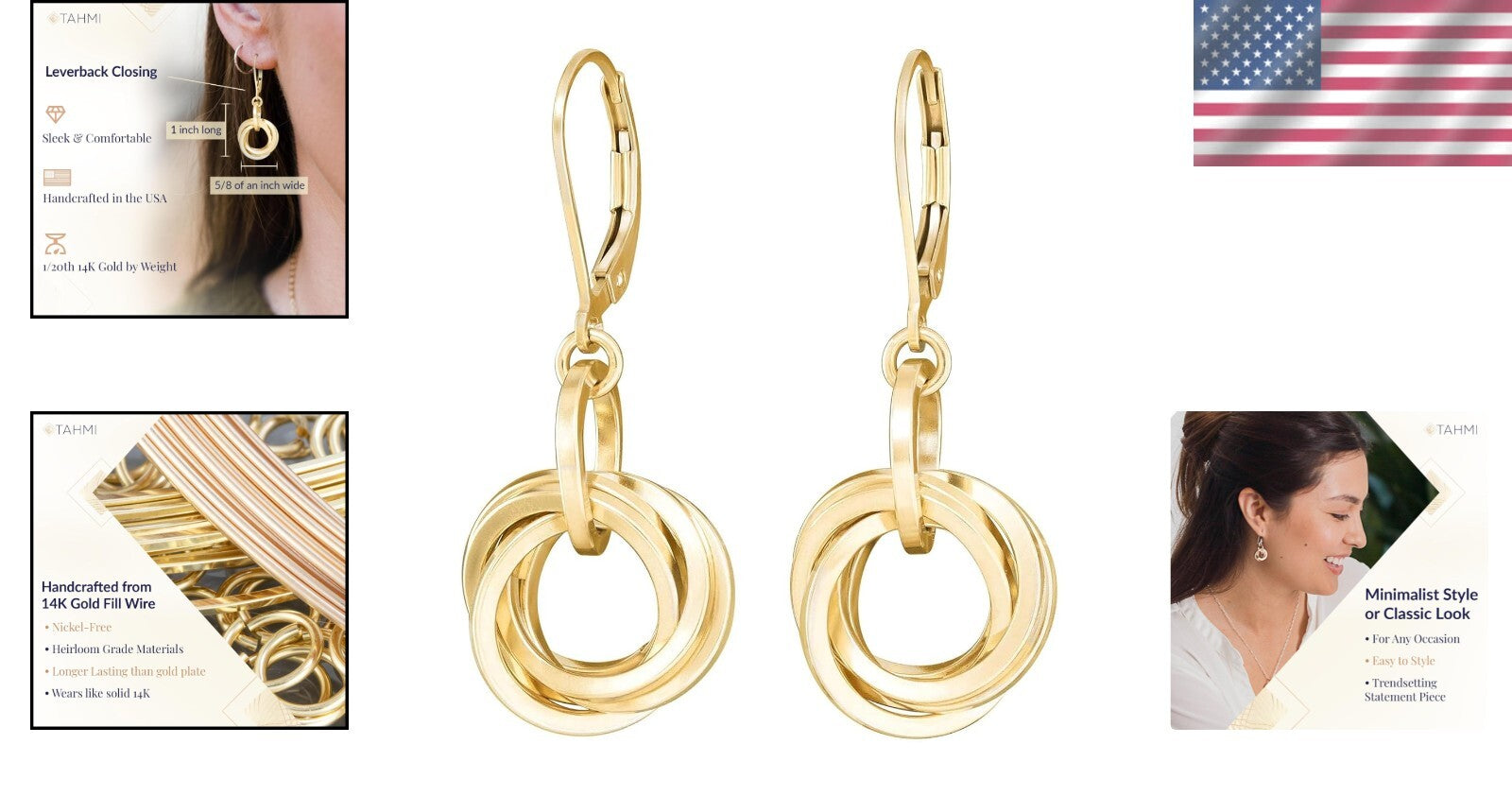 Trendy 14K Gold Filled Chunky Circle Dangling Earrings - For Everyday Wear
