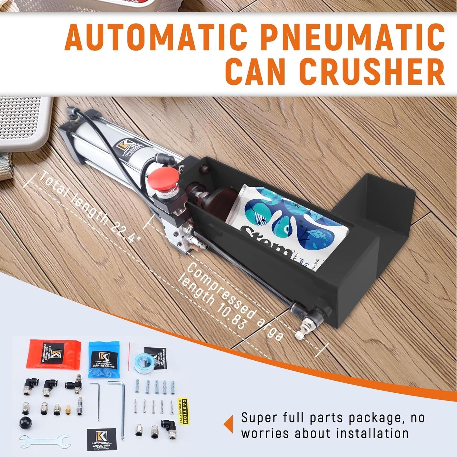 Automatic Aluminum Can Crusher for 12oz-24oz - Space Saving Wall-Mounted Gift