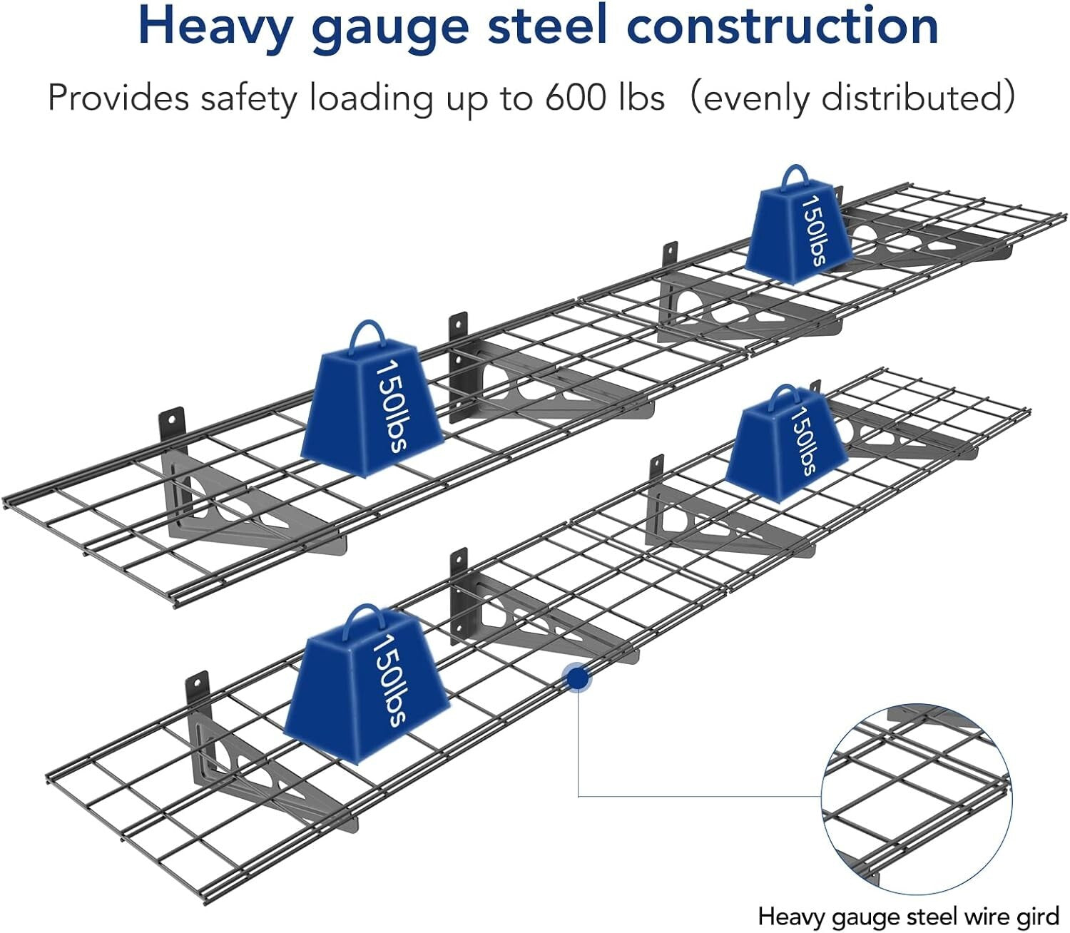 High Load Capacity Wall-Mounted Storage Shelves - Easy Assembly and Installation