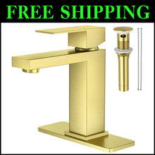 Load image into Gallery viewer, Single Handle Brushed Gold Vanity Faucet - Modern Design with Installation Kit