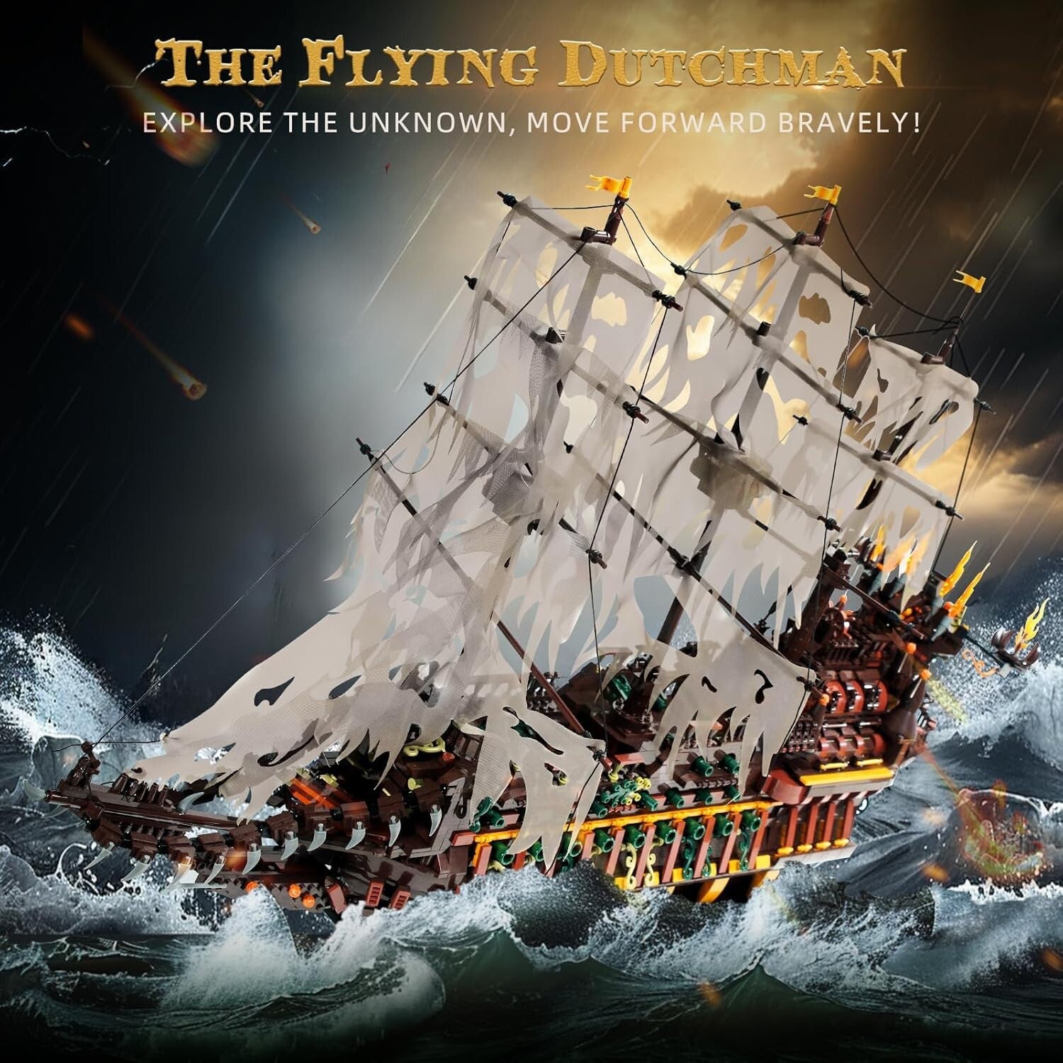 Flying Dutchman Pirate Ship Model Kit - 4364+ Building Blocks for Kids & Adults