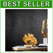 Load image into Gallery viewer, Waterproof Black Crocodile Peel &amp; Stick Wallpaper, Stylish Upgrade 15.7" x 395"