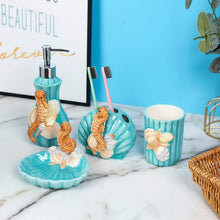 Load image into Gallery viewer, Durable and Elegant Ceramic 4-Piece Bathroom Accessories Set - Nautical Theme