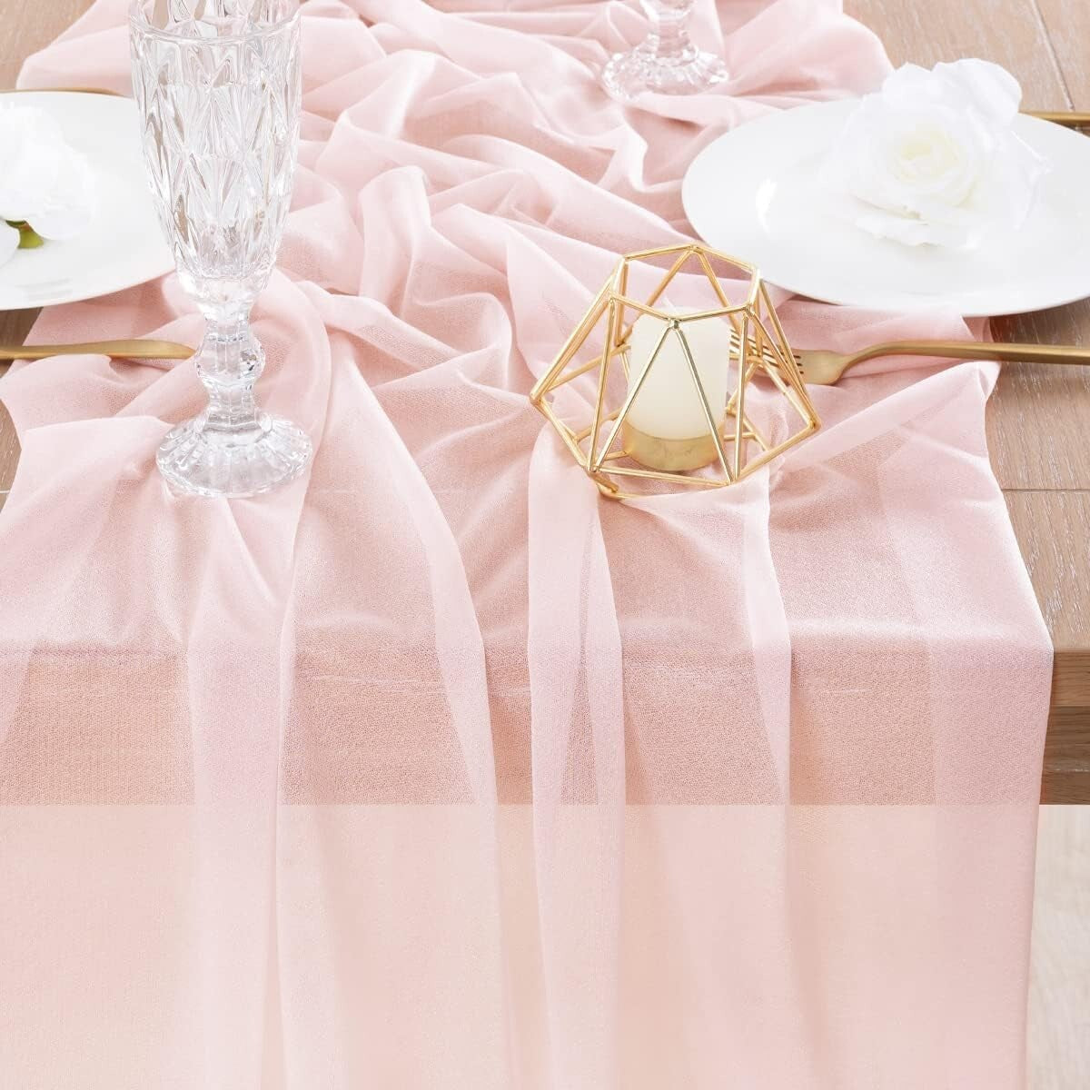 10ft Blush Pink Soft Gauze Table Runners - Ideal for Parties & Celebrations