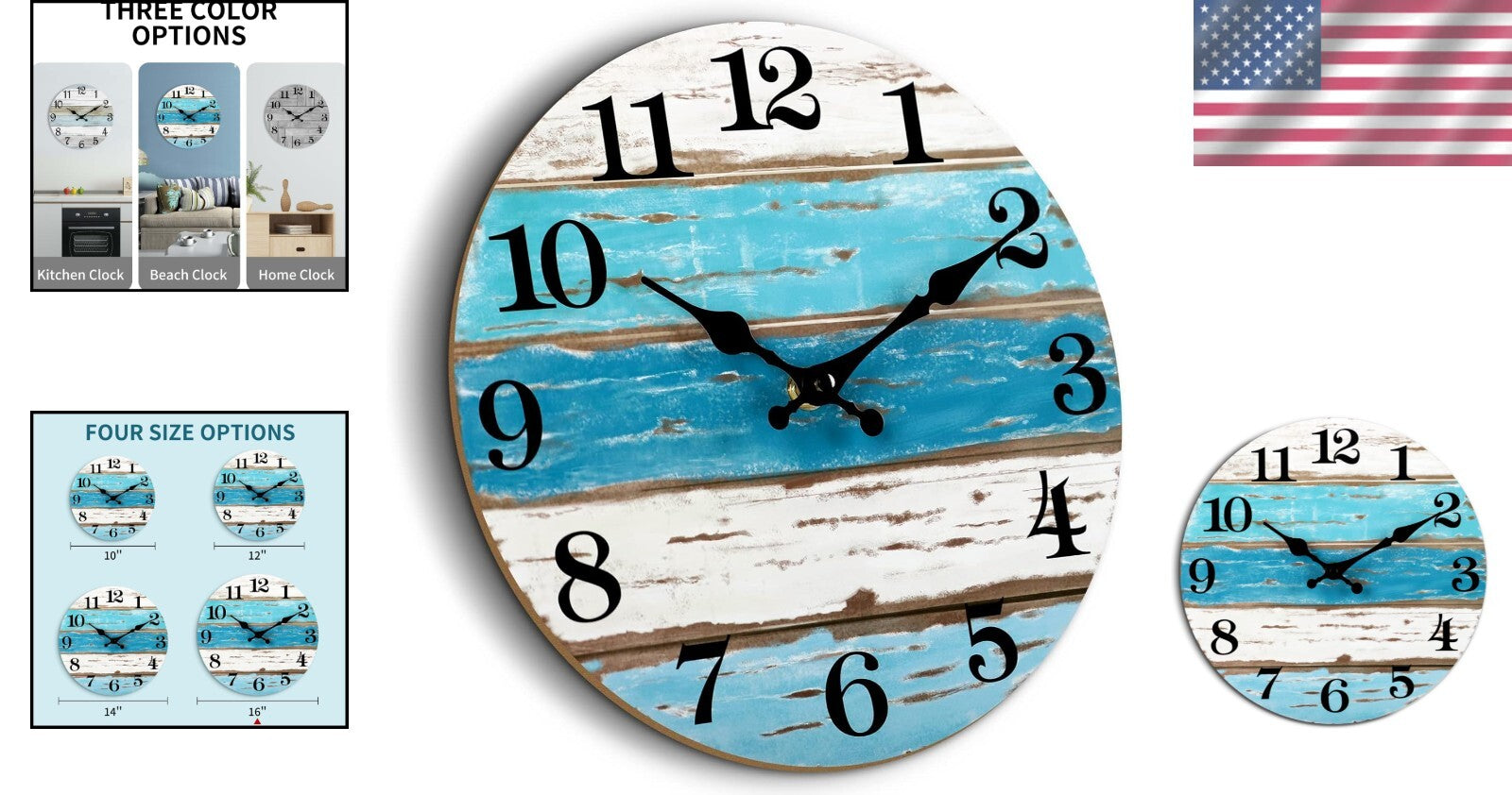 Elegant 16 Inch Analog Wall Clock - Perfect for Indoor/Outdoor Coastal Settings