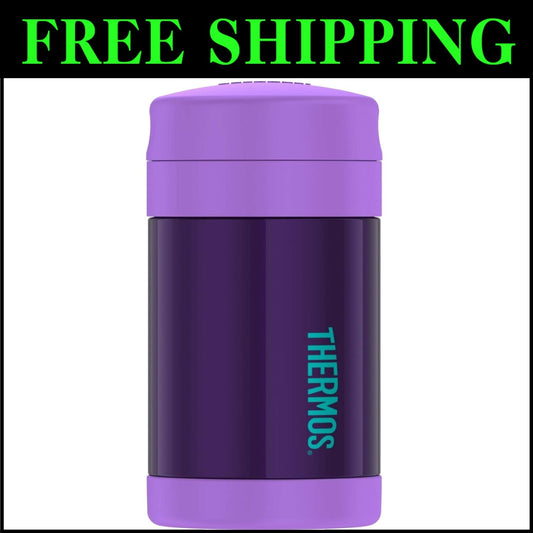 FUNTAINER 16 Ounce Purple Stainless Steel Kids Food Jar with Insulated Design