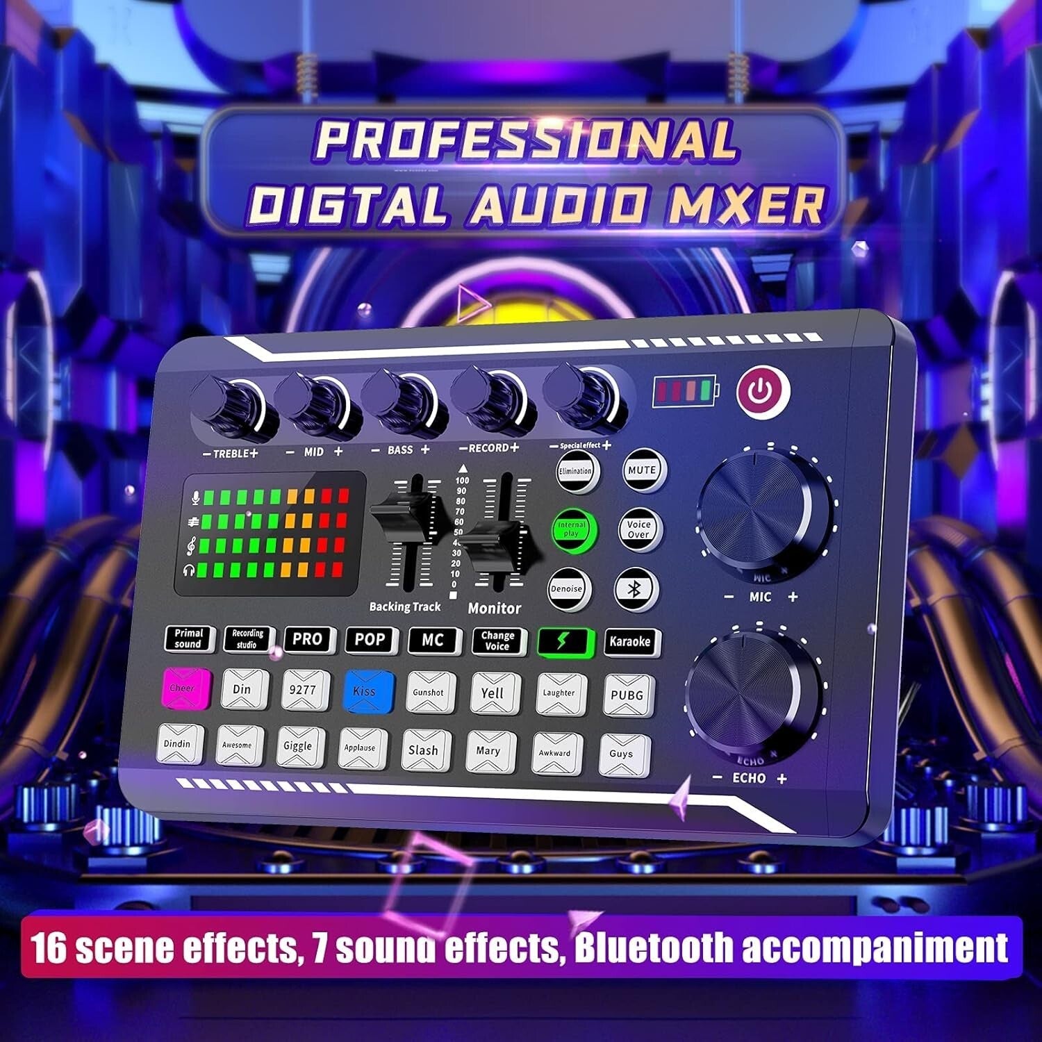 Compact DJ Effects Mixer with DSP Noise Reduction - Ideal for Creators & Gamers