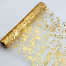 Load image into Gallery viewer, Versatile Gold Glitter Mesh Table Runner 11" x 100ft - Perfect for Any Occasion