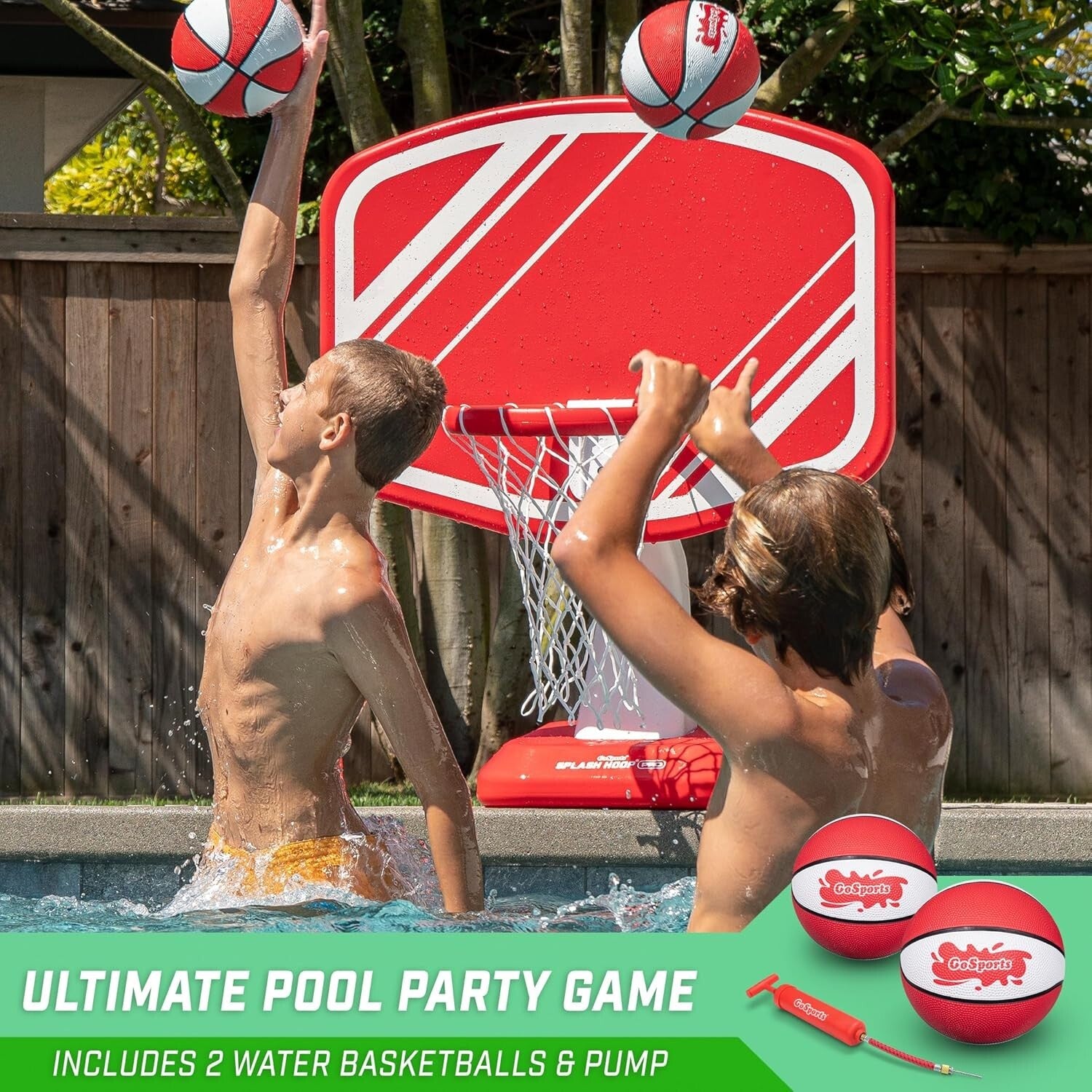 All-in-One Splash Hoop PRO: Pool Basketball Setup with Balls & Pump Included