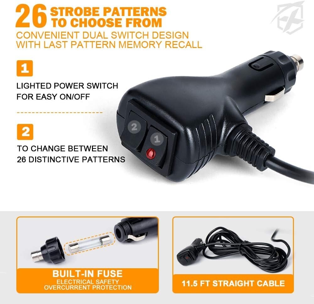 High-Intensity LED Emergency Lights with 26 Patterns - Ultimate Safety Solution