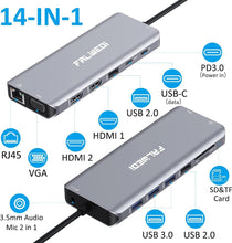 Load image into Gallery viewer, 14-in-1 USB C Docking Station with Triple Display and High-Speed Data Transfer