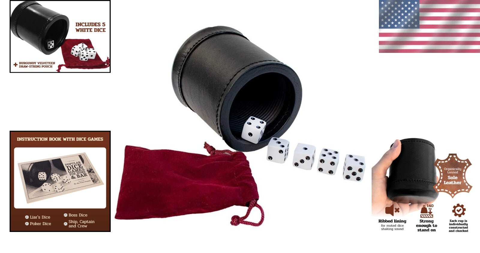Professional Quality Dice Cup Set with 5 Dice – Ideal for Liar's Dice & Yahtzee