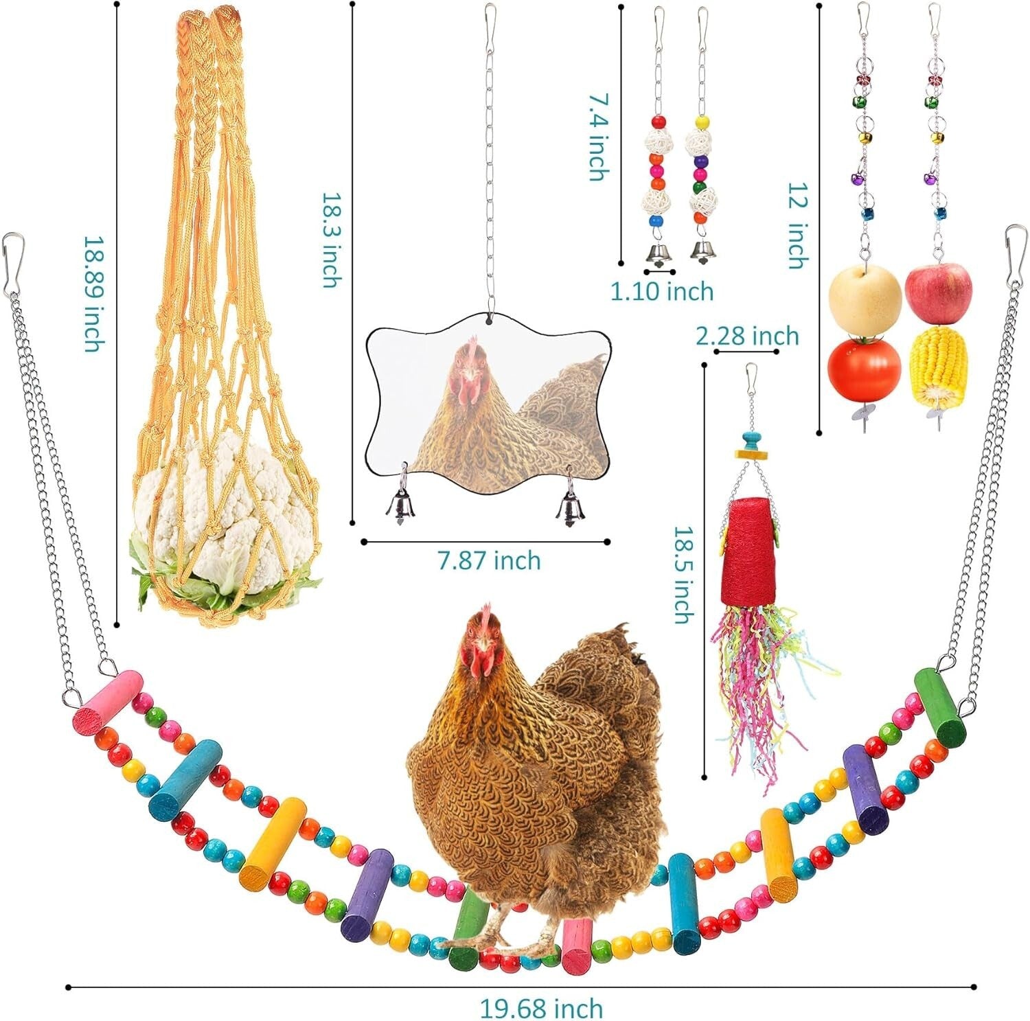 Durable Chicken Accessories Set: Perch, Swing & Fun for Backyard Hens
