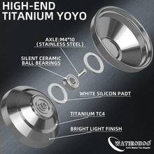 Load image into Gallery viewer, Professional Titanium Yoyo with Exquisite Case &amp; 10 Extra Strings - Silver