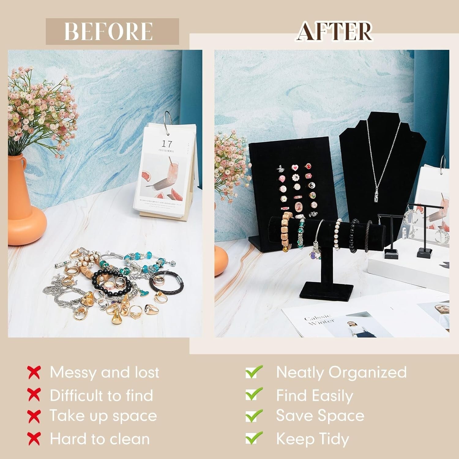 Elegant 22-Piece Velvet Jewelry Display Set - Perfect for Selling and Showcasing