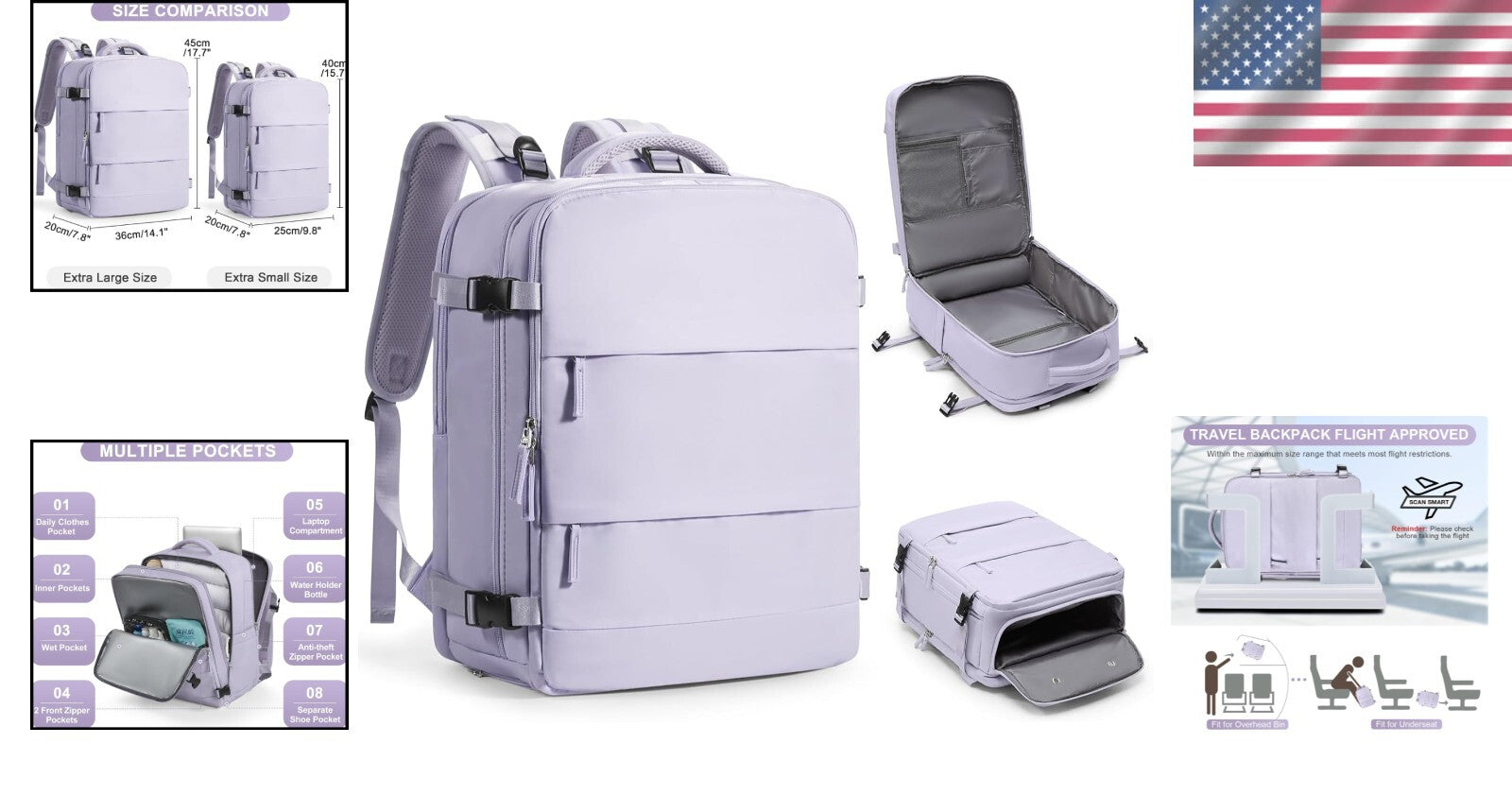 Lightweight Travel Backpack with Anti-Theft Pocket - Versatile for Adventures