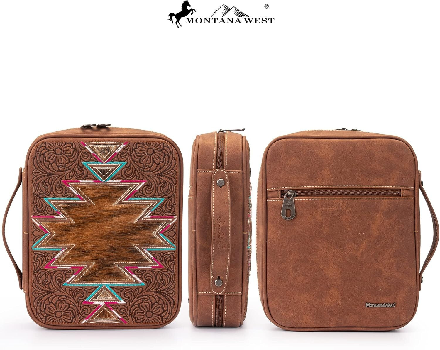 Aztec Pattern Vegan Leather Bible Cover with Embroidery - Protective and Stylish