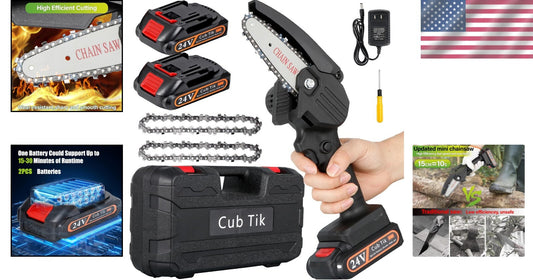 Lightweight 1.54 Lb Electric Chainsaw with Dual Batteries for Easy Pruning