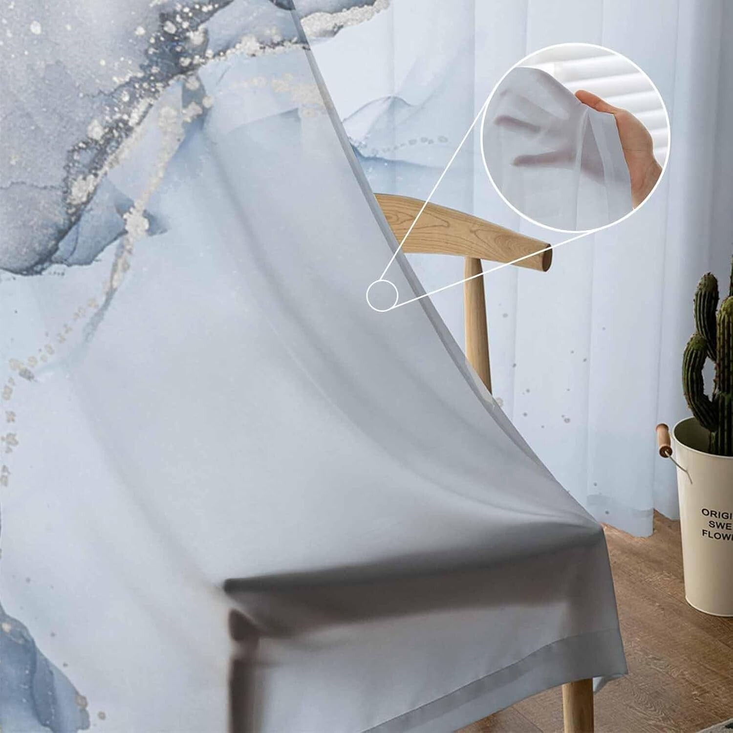 Contemporary Marble Textured Sheer Curtains – 63 Inches, Ideal for Every Room