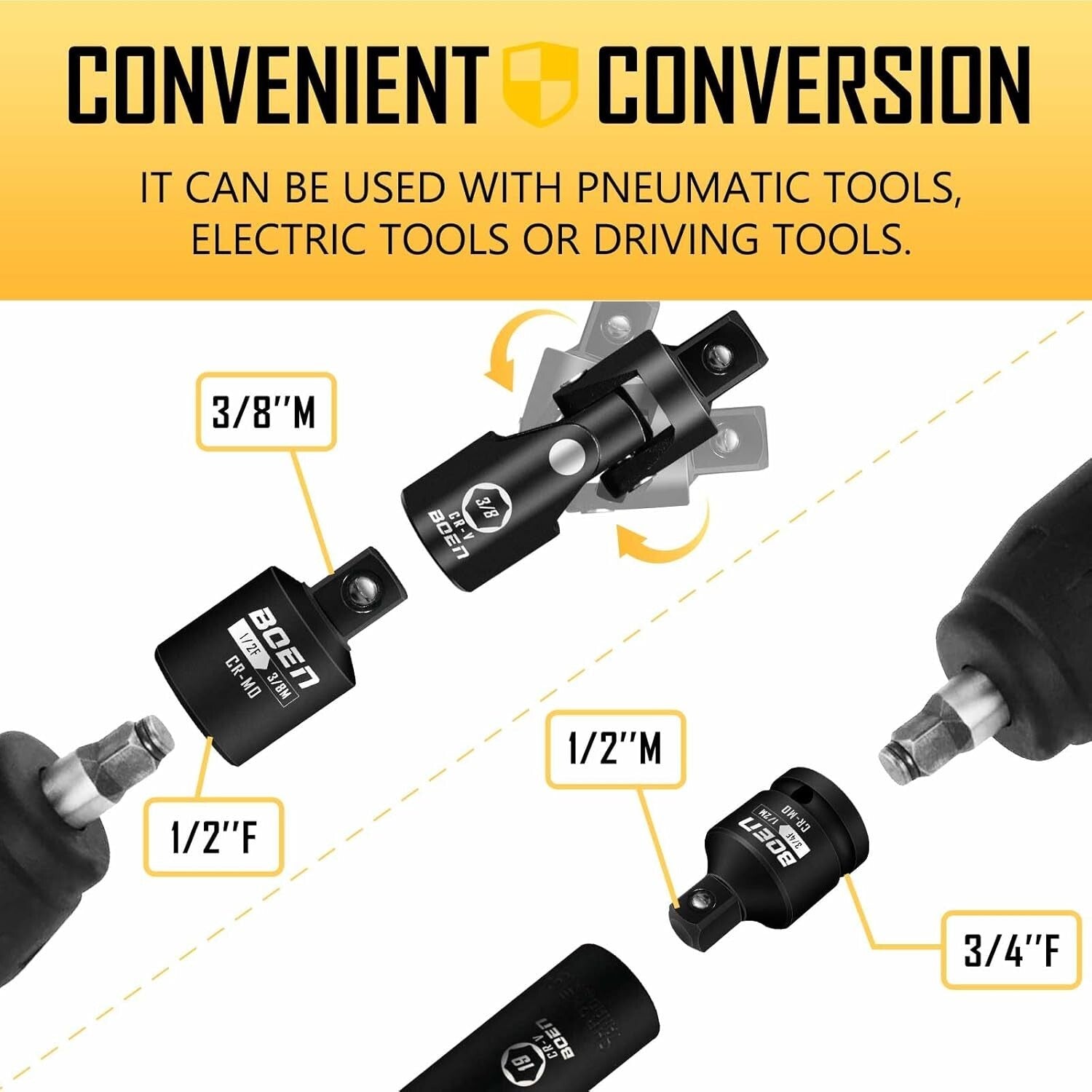 10-Piece Impact Socket Adapter Set in Chrome Moly Steel - Ultimate Versatility