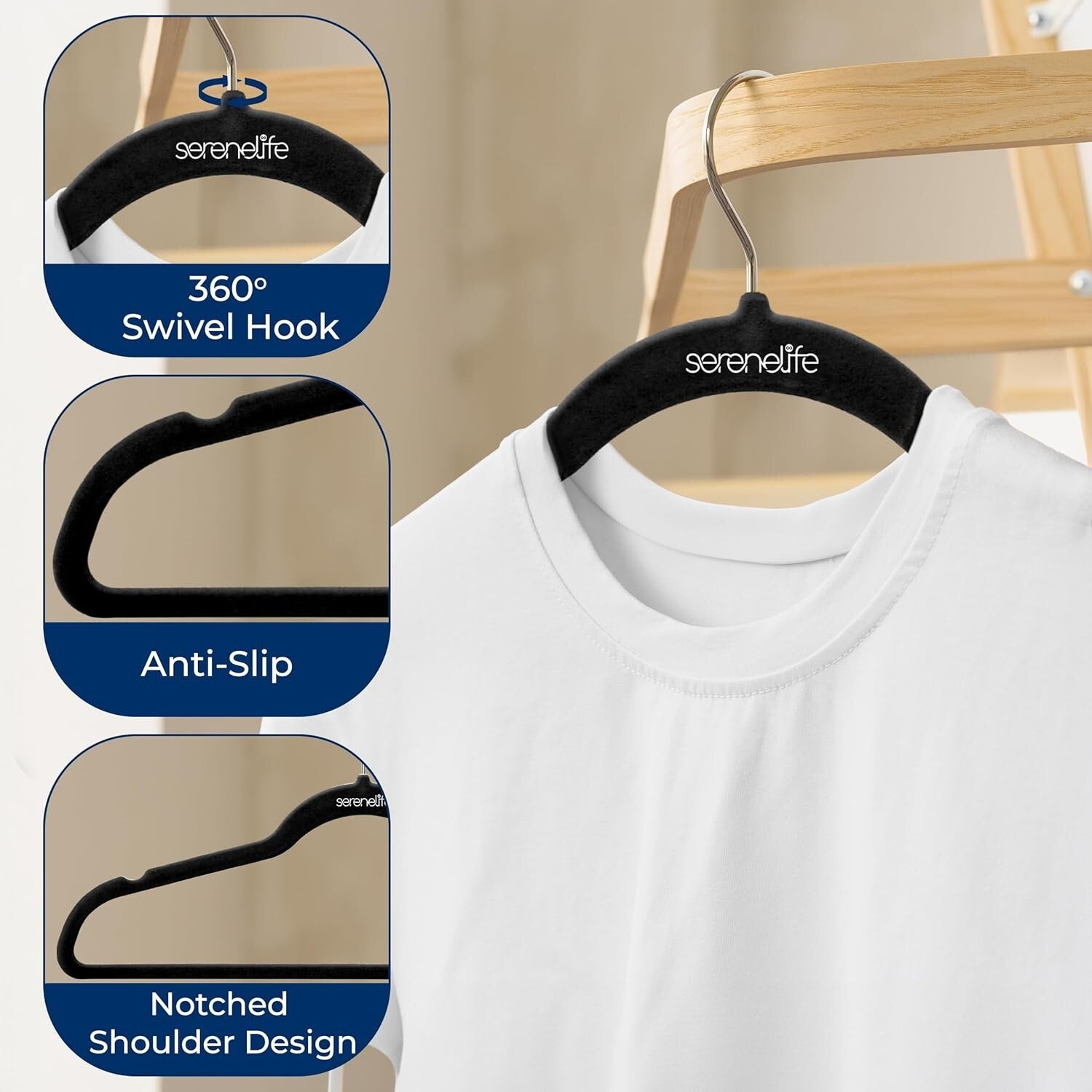 Heavy-Duty Ultra-Thin Velvet Hangers - 200 Pack, Ideal for Space-Saving Closets