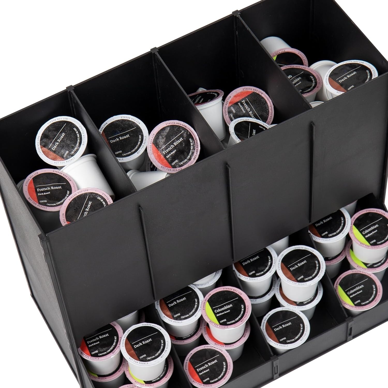 4-Compartment Coffee Pod Dispenser - Sleek 120-Pod Organizer for Breakrooms