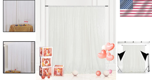 Elegant 8x8 Ft White Sequin Background - Ideal for Birthday & Wedding Decor