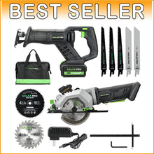 Load image into Gallery viewer, Cordless Circular &amp; Reciprocating Saw Kit with Battery, Charger, 7 Blades &amp; Bag