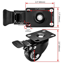 Load image into Gallery viewer, 24-Pack Heavy Duty Swivel Caster Wheels with Total Lock Brake - 1.5" Diameter