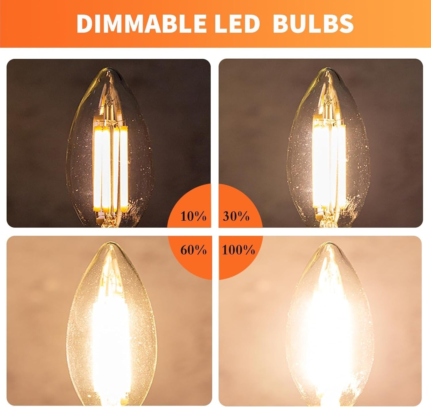 Dimmable E26 LED Candle Light Bulbs, 24-Pack - Soft White Glow for Home Décor