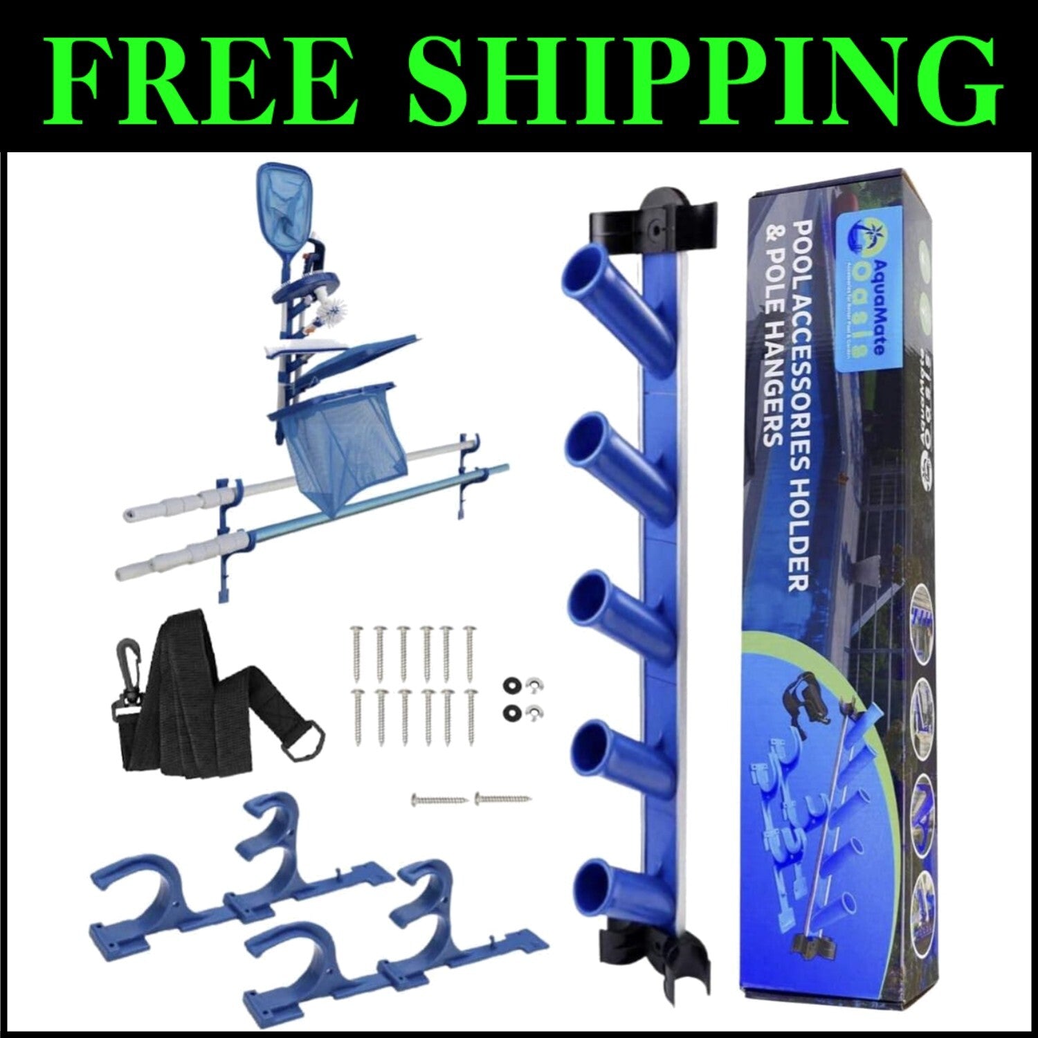 Organize Your Pool Area: Weatherproof Accessories Holder with Pole Support