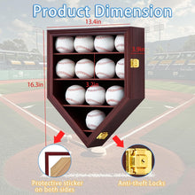 Load image into Gallery viewer, Wall-Mounted Baseball Display Case to Showcase 12 Balls &amp; 5 Championship Rings