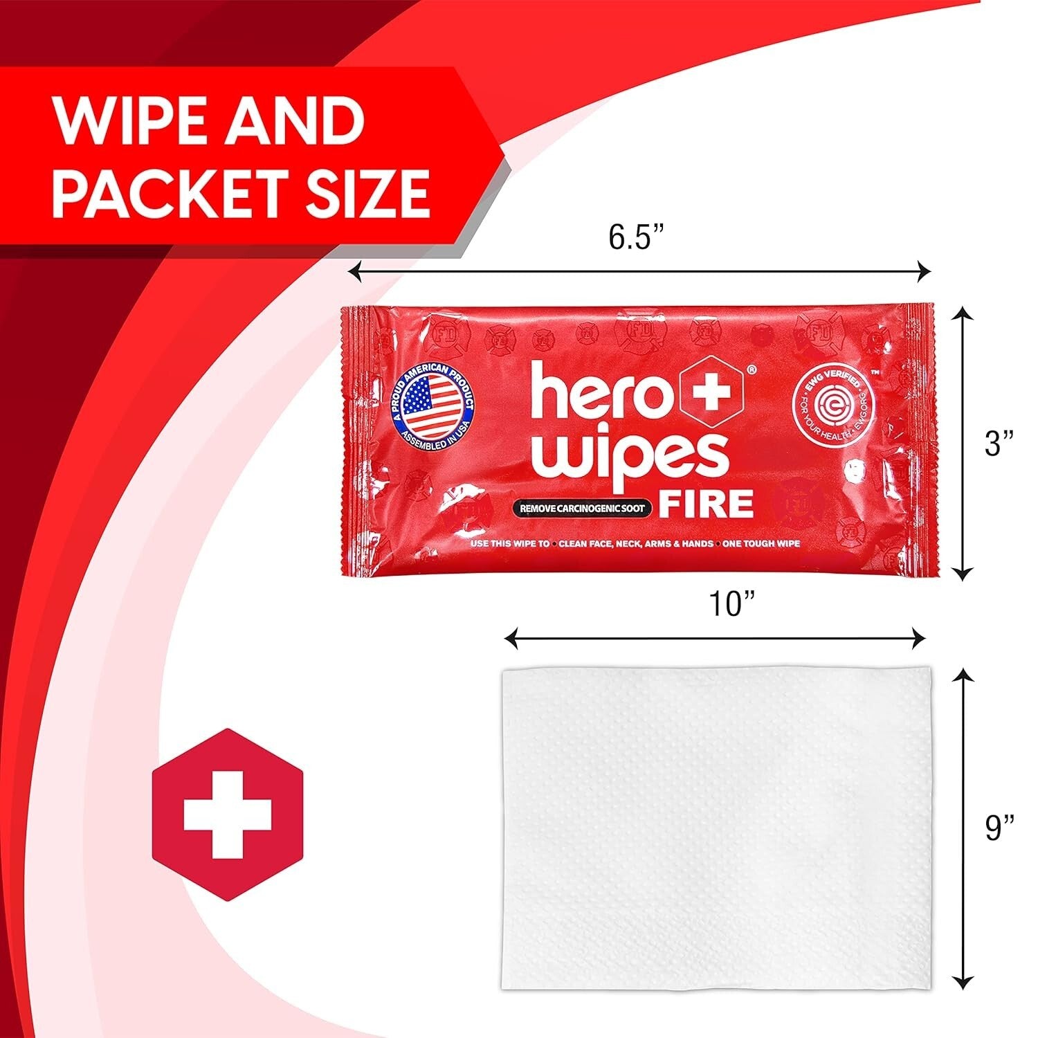 Portable Firefighter Wet Wipes - 10x9in, Alcohol-Free, 120 Individually Sealed