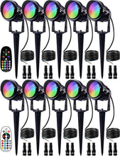 Load image into Gallery viewer, High Efficiency RGBW Landscape Lighting - Waterproof 10 Pack Spotlight Control