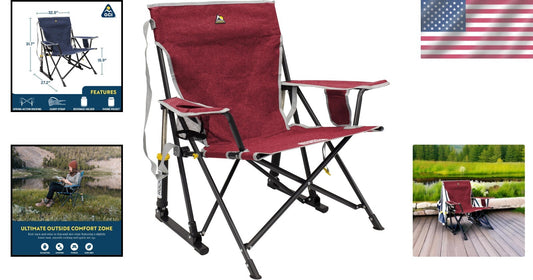 Alloy Steel Kickback Rocker – Lightweight Folding Chair with Beverage Holder