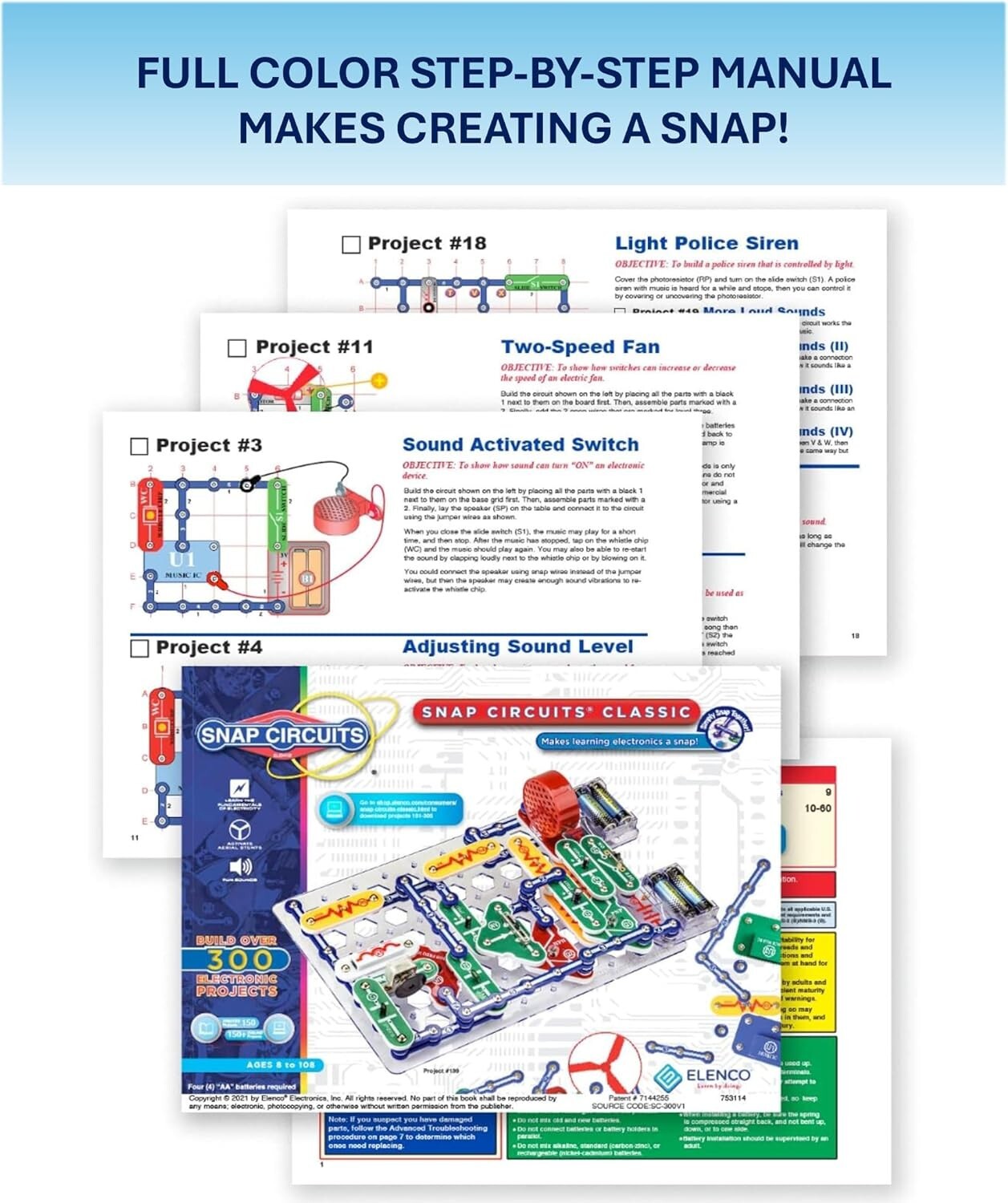 Award-Winning Classic Electronics Kit - 60+ Parts for 305 STEM Projects, Ages 8+